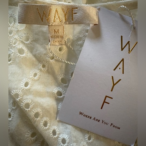 NEW w/TAGS WAYF White Eyelet Reese Smocked Waist Tiered Mini Dress Size Medium - Picture 3 of 10